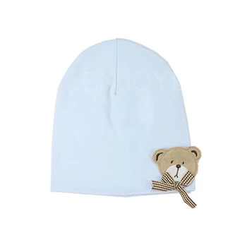 

New Baby Boys Girls Cute Highly-flexible Winter Hats Cartoon Bear Blue Cotton Knit Hat Beanie Cap Warm Thick Caps for Children