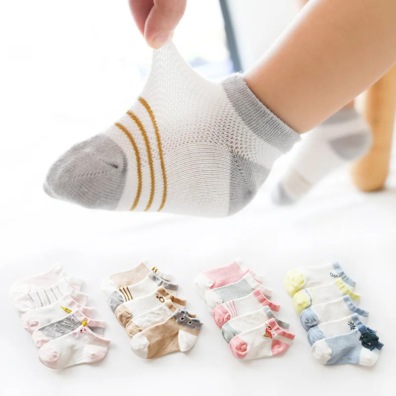 

5 Pair New Soft Cotton Boys Girls Socks Cute Cartoon Pattern Kids Socks For Baby Boy Girl 4 Kinds Style Suitable For 1-5Y