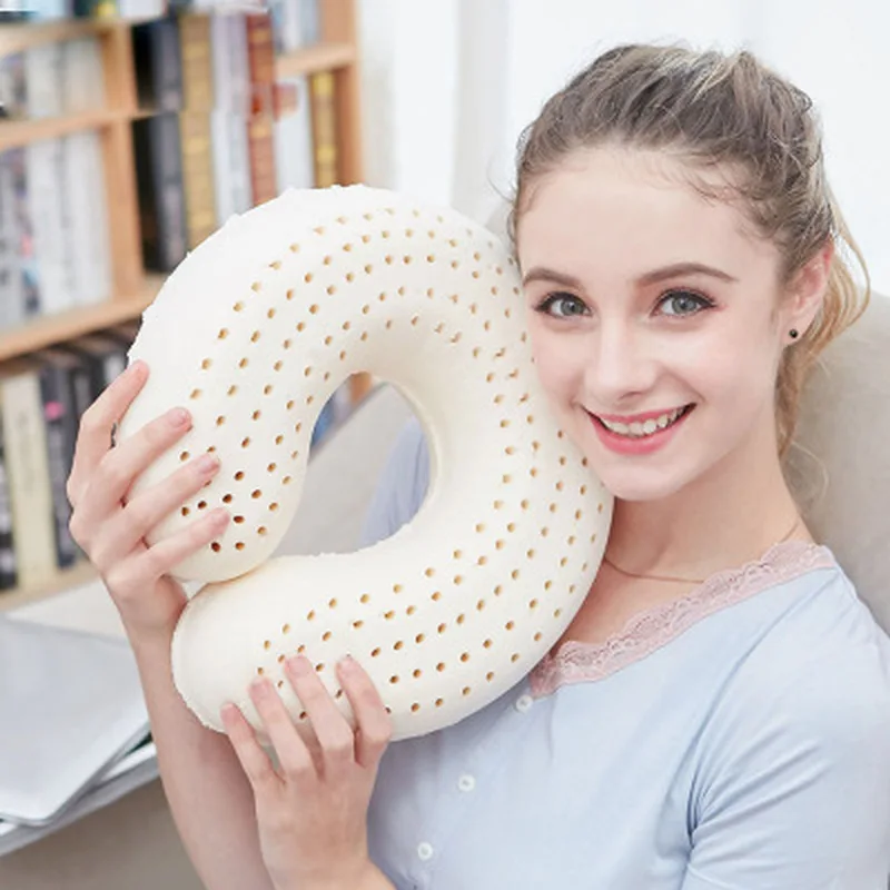 Natural Latex Massage Memory Pillow Soft U Shape Neck Pillow Car Flight Travel Soft Nursing ...