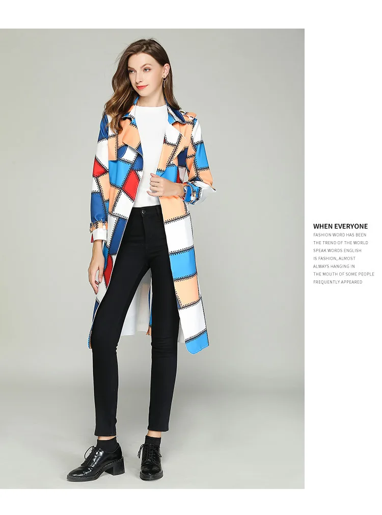 2019 Autumn Winter Casual Double Breasted Simple Classic Plaid Long Trench coat Women Plus Size Windbreaker Chic Outerwear (6)