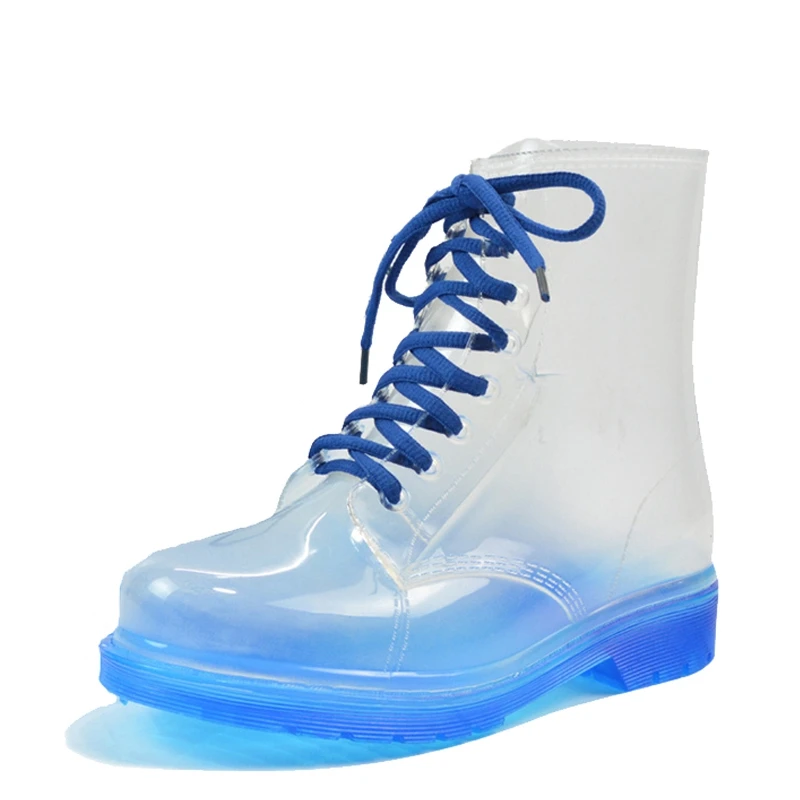 

2016 Women Rainboots Transparent Waterproof Colorful Spring Autumn Shoes Rainboot Woman Ankle Boots XWX195