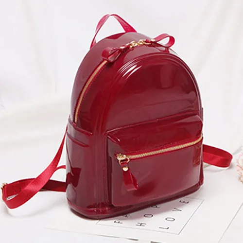 Summer Candy Color Silica Gel Backpacks Women Fresh Daily Student Book Bags For Teenager Rucksacks Girls Jelly Travel School Bag - Цвет: Wine Red