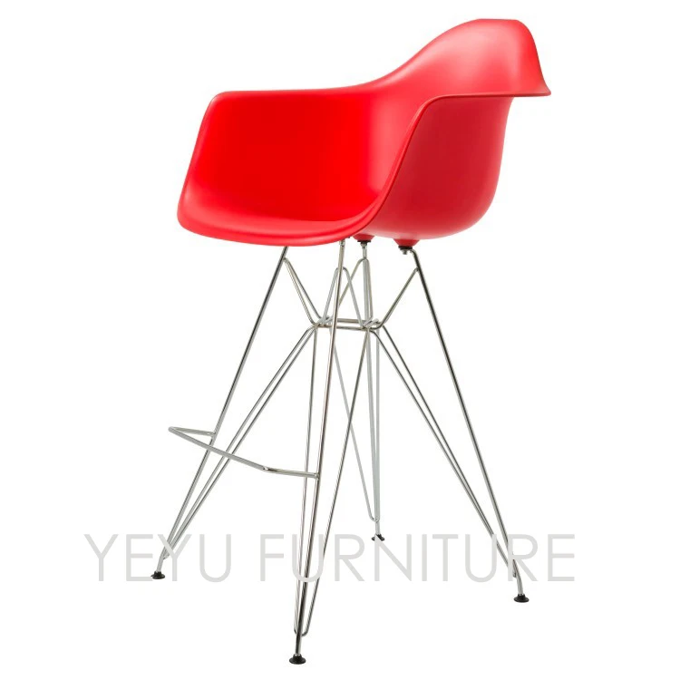 Минималистский современный Дизайн ARM барный стул Гостиная Мебель для баров современный Мебель Пластик металла счетчик стул-из 2 предметов - Цвет: Red