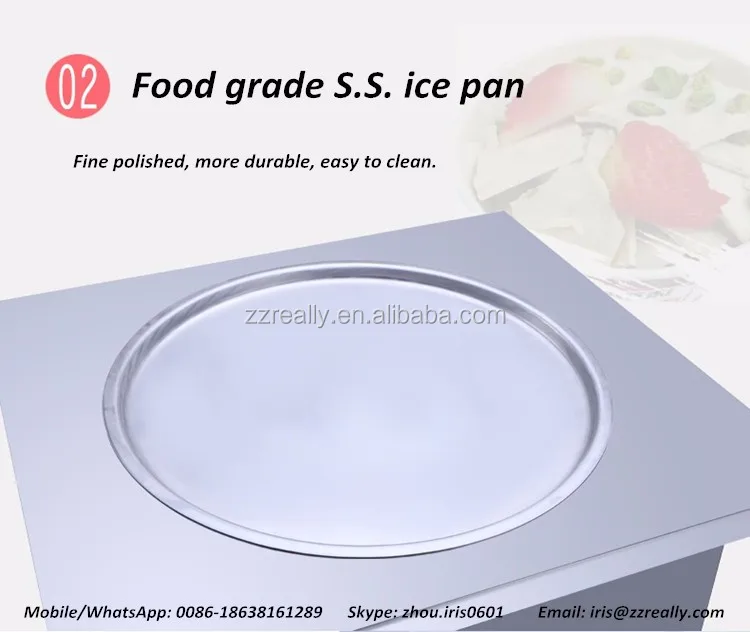 110 В/60 Гц 60*60 см размер лотка Одиночная плоская подставка Жареная Машина для мороженого с системой контроля температуры