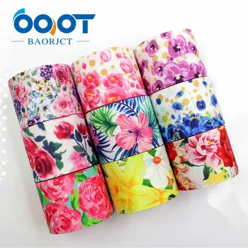 

OOOT BAORJCT 183175 38mm 10yards Cartoon flower Ribbons Thermal transfer Printed grosgrain Wedding Accessories DIY material