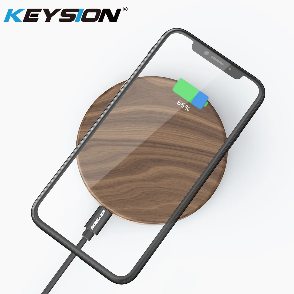 Беспроводное зарядное устройство KEYSION Wood 10 Вт Быстрая Зарядка Qi для iPhone XS Max XR X 8 Plus