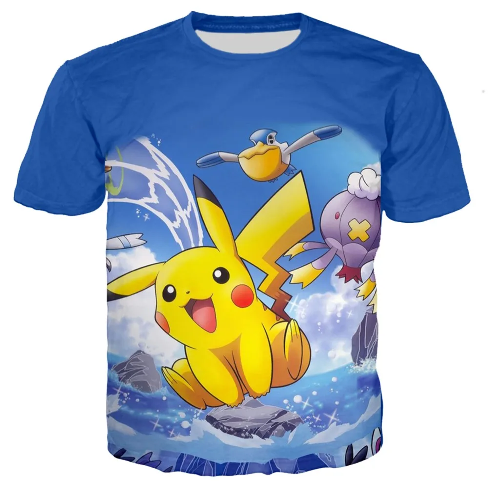 

New Baby Girl clothing 3D Pokemon Detective Pikachu Print T-shirt For Kids Summer Casual Cartoon Tees Boys Anime Cute child tops