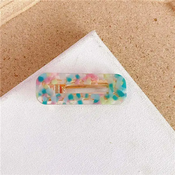 New Hot Women Colorful Acrylic Hollow Waterdrop Rectangle Hair Clips Girls Acetate Hairpins Barrettes Hair Styling Accessories - Цвет: 2