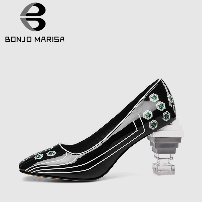 rouge Nouvelle Bureau Verni Pu De Pompes Chaussures Hauts 33 Noir Printemps Talons 43 Taille bleu Cuir Dames Grande Bonjomarisa En 2019 Doublure Luxe Femmes dgOFgnZ