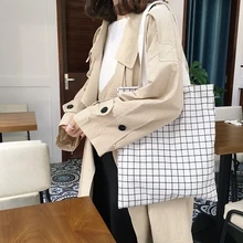 8 шт./партия, Женская хозяйственная сумка из парусины для окружающей среды, небольшая решётка многоразовый тотализатор, Повседневная Складная простая сумка для девочек