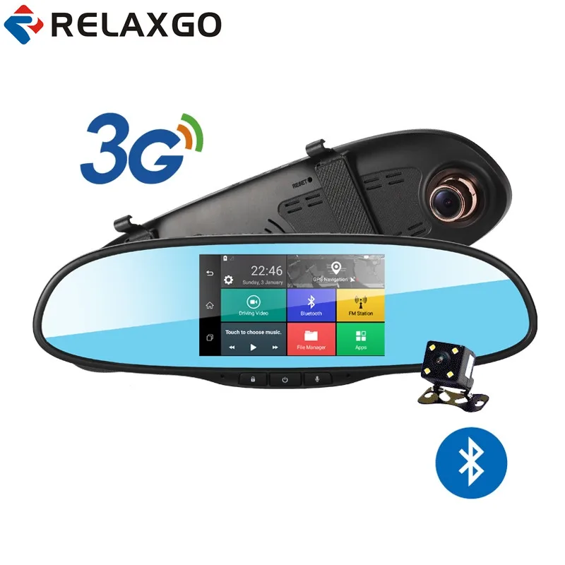 

Relaxgo 5" Android 3G Car Camera Rearview Mirror GPS Navigation Bluetooth Car DVR Wifi Full HD 1080P Dash Cam Video Recorder