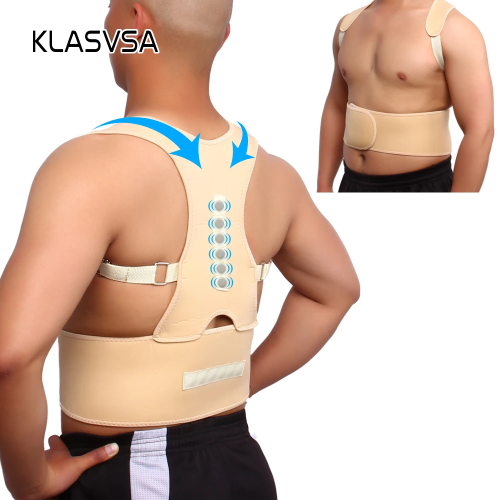KLASVSA Магнитный корсет для коррекции осанки, поддерживающий пояс, ортопедический бандаж, коррекция посторального выпрямителя