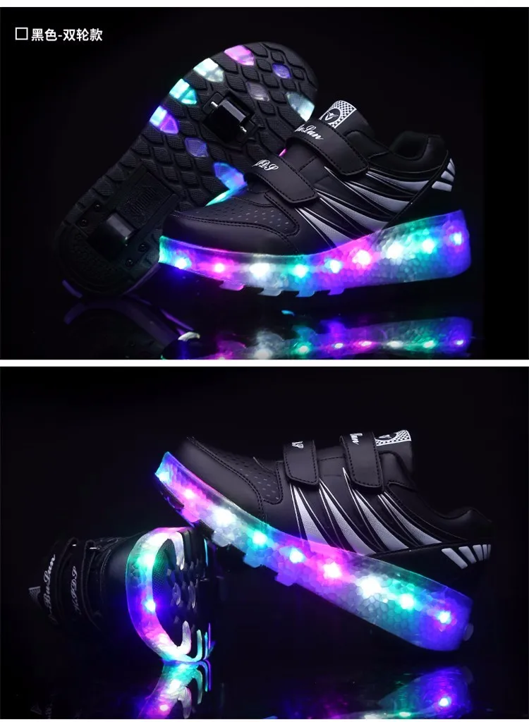 GSCH Дети Кроссовки roll Световой USB Зарядка LED Light Shoes Повседневная Девушки Кроссовки Красочные Освещенные Мальчик Shoes Chaussure Enfant