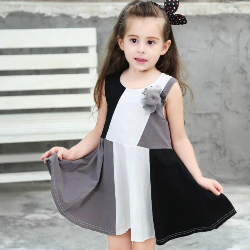 

MERI AMMI Children Girl Flower Clothing Sleeveless Dress Patchwork Floral Dress For 2-9 Year Girl