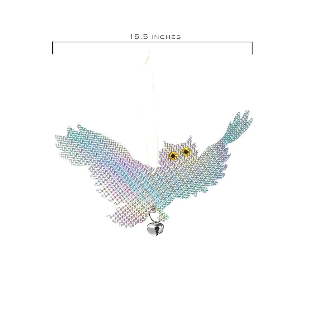 2pcs Fake Owl Decoy Scare Birds Holographic Reflective Repel Woodpecker Garden Hanging Supplies