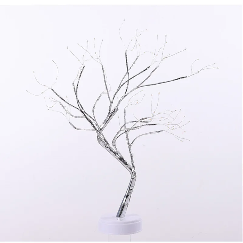 LED Tree Light Table Lamps 108 Bulbs Night light for Bedroom Wedding Party Christmas Decoration USB& Battery Copper wire Lights