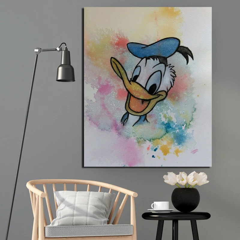 

Donald Duck Watercolor Canvas Painting Print Living Room Home Decoration Modern Wall Art Oil Painting Posters Pictures Framework