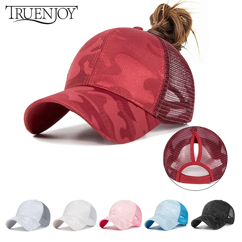 TRUENJOY модная женская бейсболка для конского хвоста летняя сетчатая кепка снэпбэк