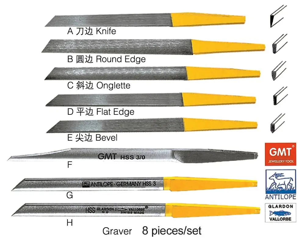Бесплатная доставка 8 шт./партия гравировка Ювелирное Украшение «Нож» инструменты для гравировки гравер max gravers