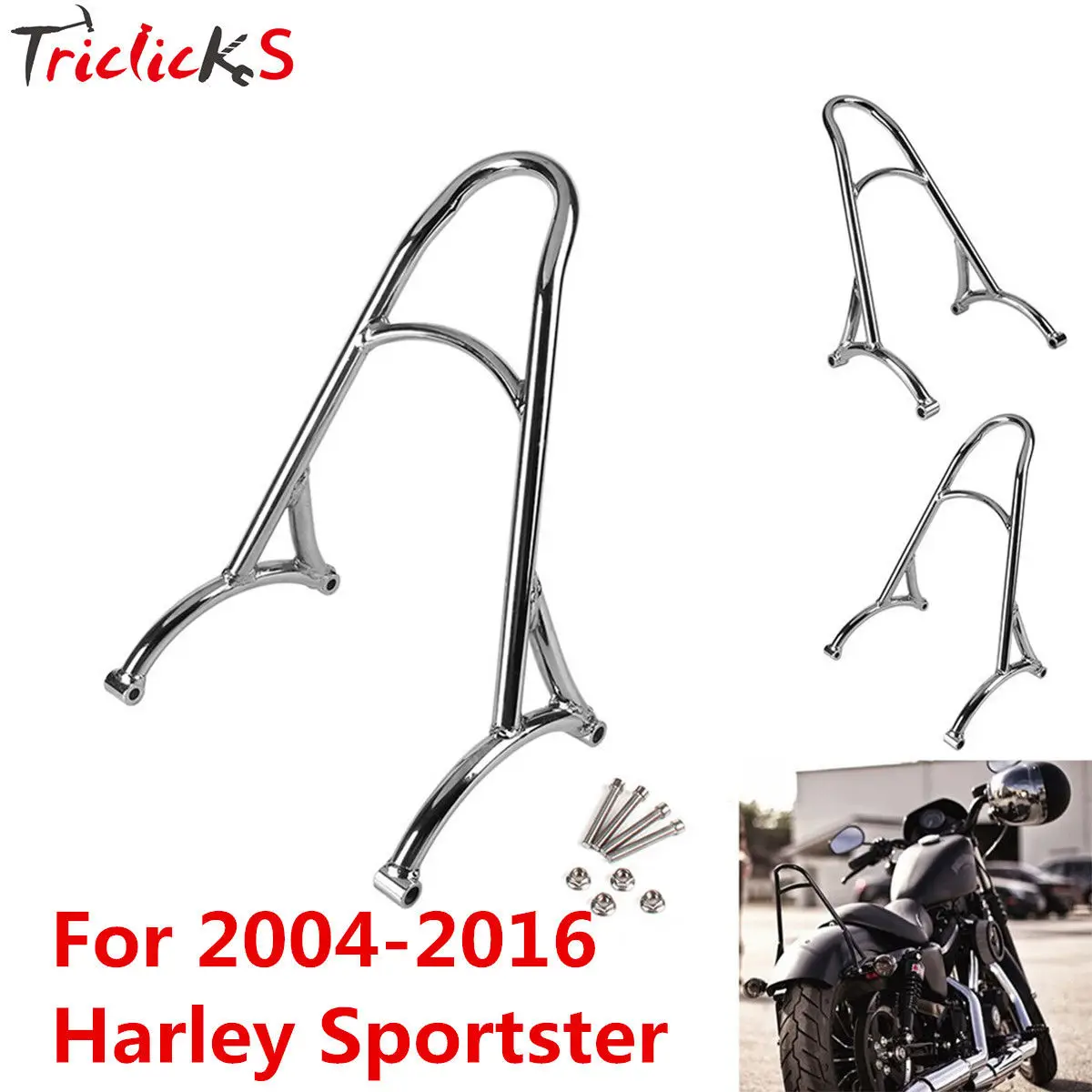 Trilicks черный/хром скошенный короткий Сисси Бар спинка мотоцикл Кронштейн стойка