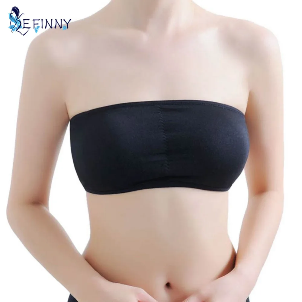 Buy Efinny Women Strapless Solid Wrapped Chest Strapless Anti Emptied Chest Pad