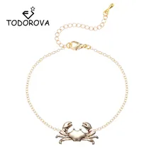 Todorova, Океанский стиль, краб, очаровательный браслет, Золотая цепочка, Регулируемый Женский браслет, подарки для девочек, мужские ювелирные аксессуары