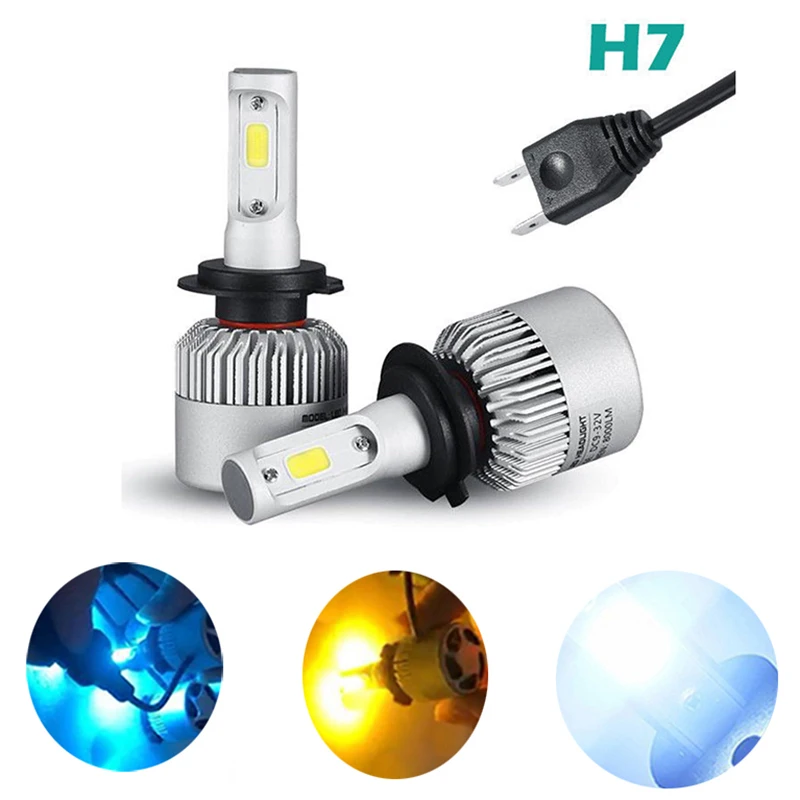 S2 H7 Fari светодиодный 2X36 W 6000K 3000K 8000K автомобили 8000LM 12V COB Lampadine 2 lati Diodi Bianco Sostituire Le Parti