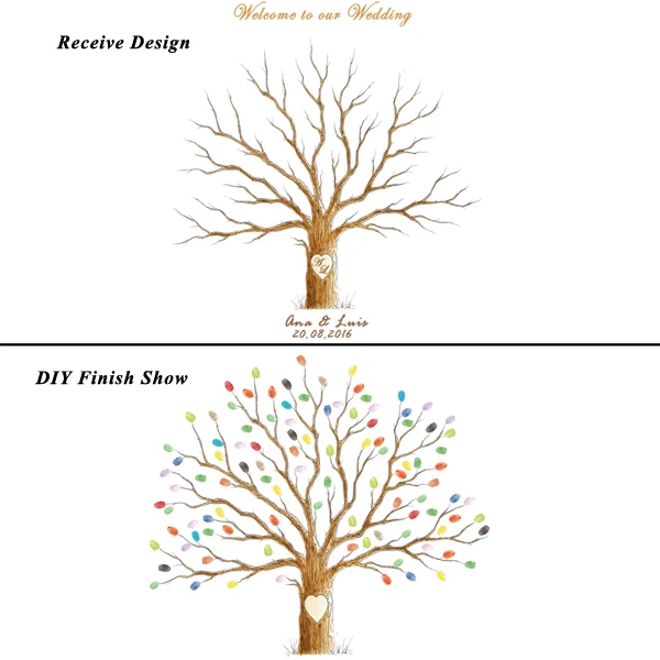 Фестиваль праздновать DIY отпечатки пальцев, дерево, подпись холст Свадебный Гость книга Свадебные украшения праздничный сувенир - Цвет: HK039