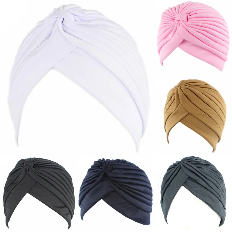 Women Elastic Stretchy Beanies Hat Bandanas Big Satin Bonnet Hijab Cap Hat For Musleim Womens Solid Color Muslim Turban Cap 1PCS