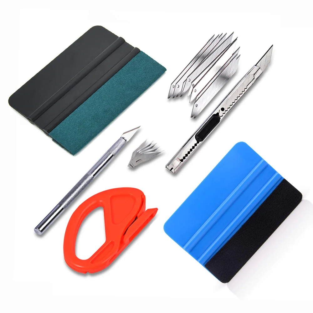

FOSHIO Carbon Fiber Vinyl Film Wrapping Tools Window Tint Squeegee Scraper Set Auto Sticker Knife Cutter Car Wrap Accessories