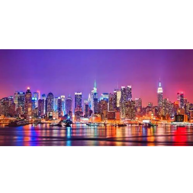Diy Bright Rhinestones Diamond Painting Colorful Skyline World Full