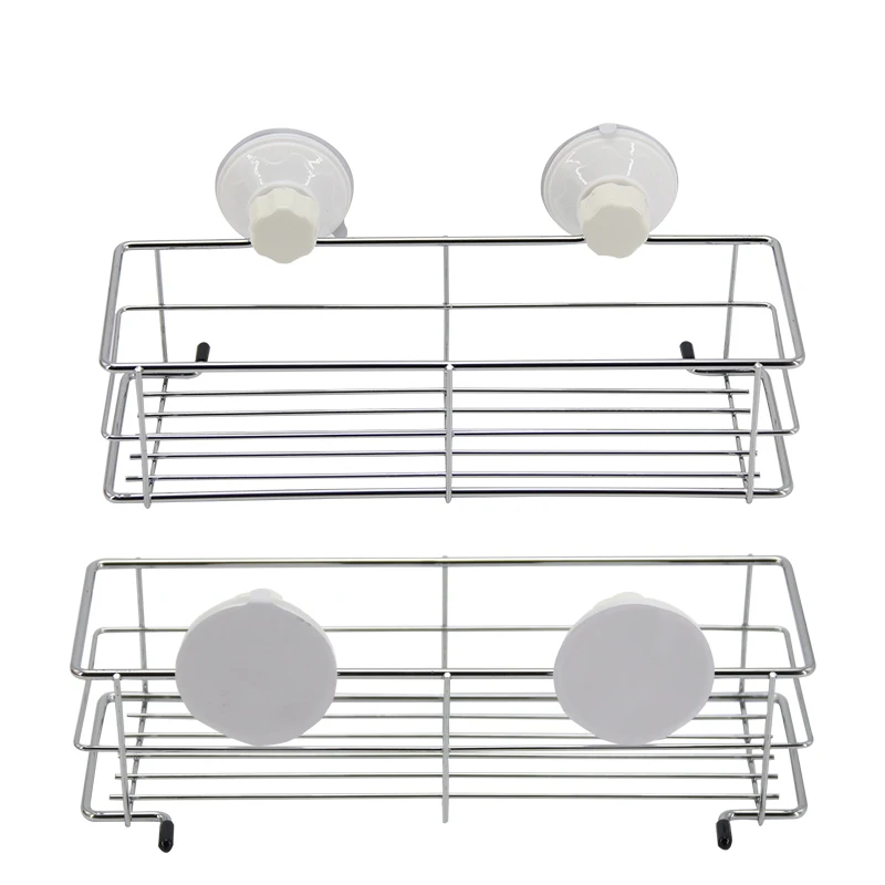 

DINIWELL Bathroom Removable Metal Sucker Rack Strong Chuck Kitchen Organizer Bathroom Holder Wall Mounted Shelf Shower Baskets