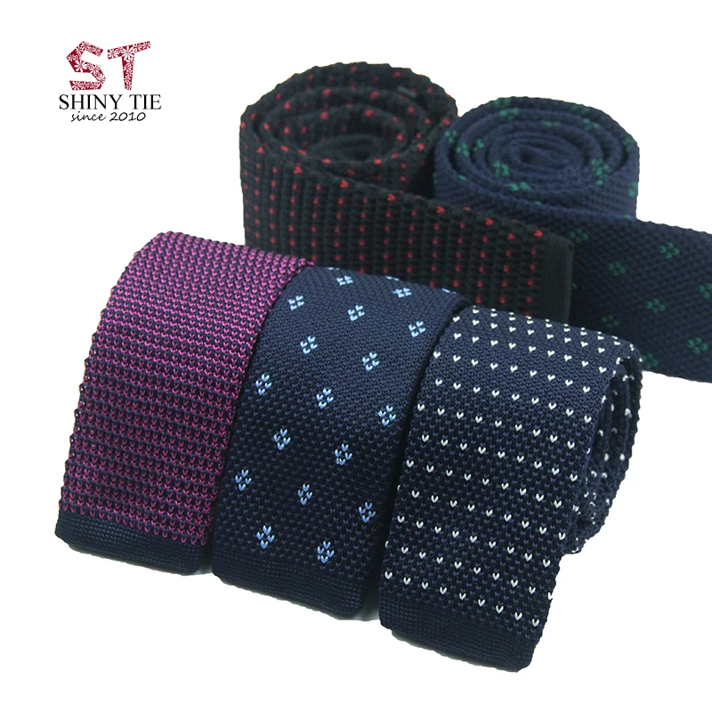 

Formal Men's Classic Knitted Tie 20 Colors Red Bule Black Dots Fashion Knit Handmade Narrow Neckties Skinny Tie Drop Shipping