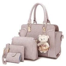 Moda Impreso Bolso de Las Mujeres + Mensaje + Carpeta + soporte de la Tarjeta de Lujo de LA PU de Cuero Crossbody Bag Set borsa donna marca famosa