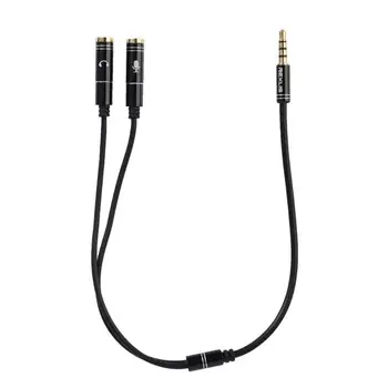 

3.5mm Jack Headphone+Mic Audio Splitter Gold-Plated 3.5mm Stereo Audio Male to 2 Female Headset Mic Y Splitter Cable cord
