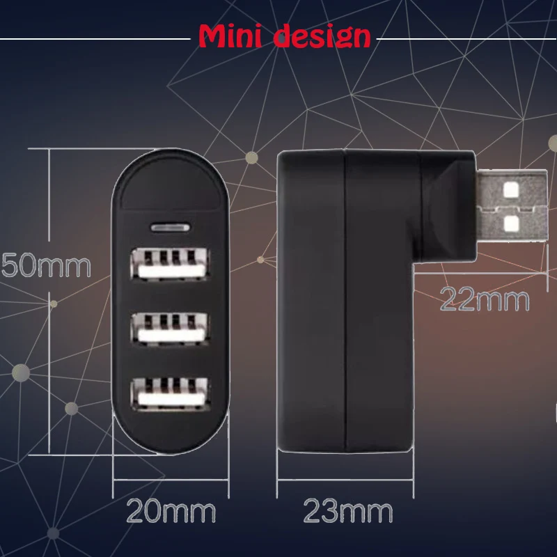 Мульти usb 2,0 концентратор 3 порта адаптер-разветвитель Mini USB 2,0 для портативных ПК U дисковая карта считывания кода для iPhone 7 8 X хаб мобильного