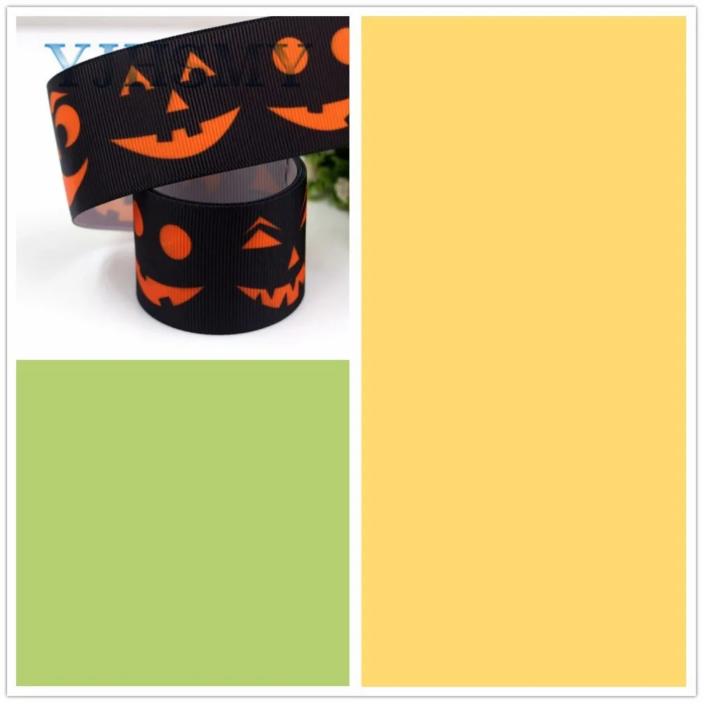 YJHSMY G-18728-694,38 mm 5 Yards Halloween Printed grosgrain ribbons,DIY handmade Hair accessories Material wedding gift wrap