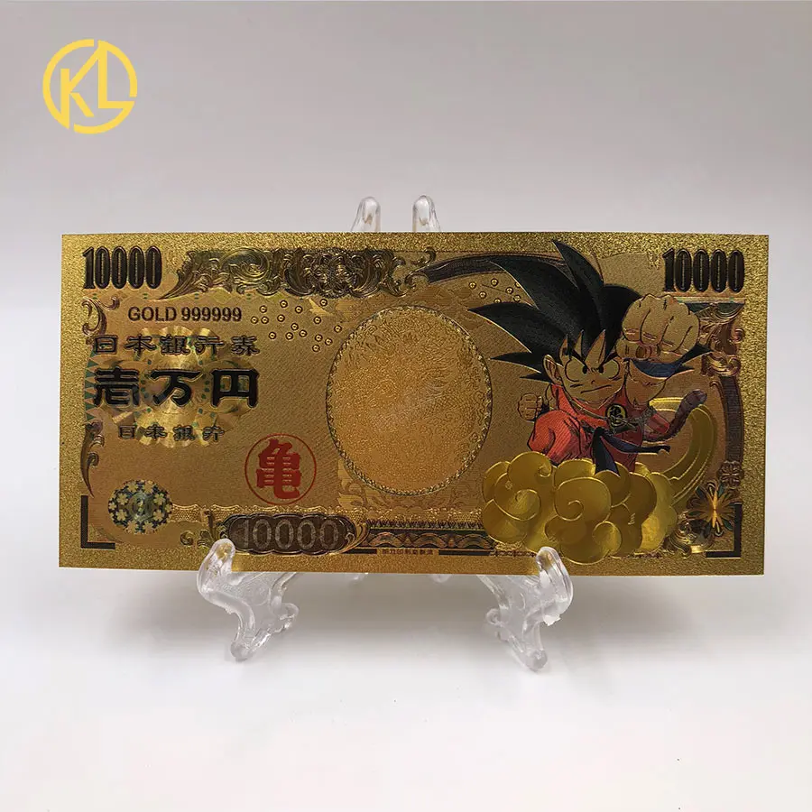

1-10pc/set Animation Dragon Ball Z Popular Young Sun Wukong Colorful Japan 10000 Yen Japan Gold Banknote in Gold Plated Banknote