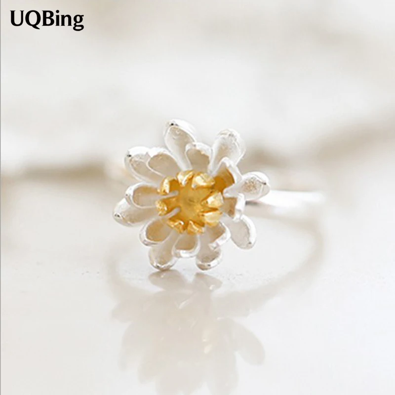 

New Arrivals 925 Sterling Silver Rings For Women Girl Jewelry Lotus Flower Rings Adjustable Rings