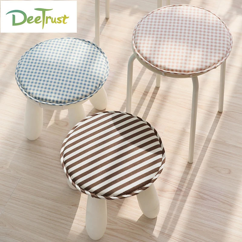 

High Quality Cotton Linen Round Chair Seat Cushion Plaid Kids Antiskid Cute Latch Hook Round Pillow Cojines Almofadas Decorativa