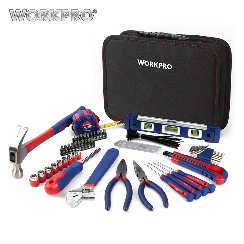 WORKPRO 100PC Tool Set Hand Tools Household Tool Set Home Tools Knife Pliers Screwdrivers Sockets Wrenches