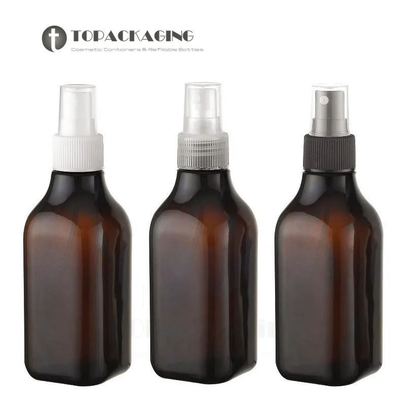 30PCS*200ML Spray Pump Bottle Empty Square Plastic Cosmetic Container Amber Perfume Refillable Parfum Pack Fine Mist Atomizer 10cm mesh metal pen pencil brush pot holder storage container office desk organizer office storage pencil round square glasses 