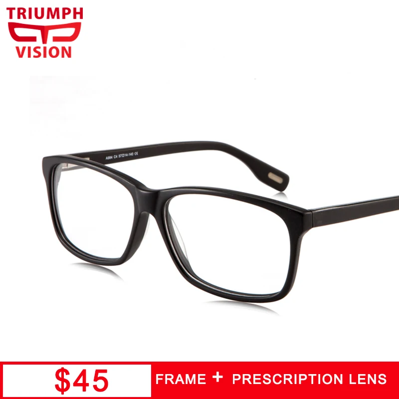 

TRIUMPH VISION Black Acetate Frame Male Prescription Eyeglasses Men Reading Optical Glasses Minus Anti Blue Ray Eyewear Myopia