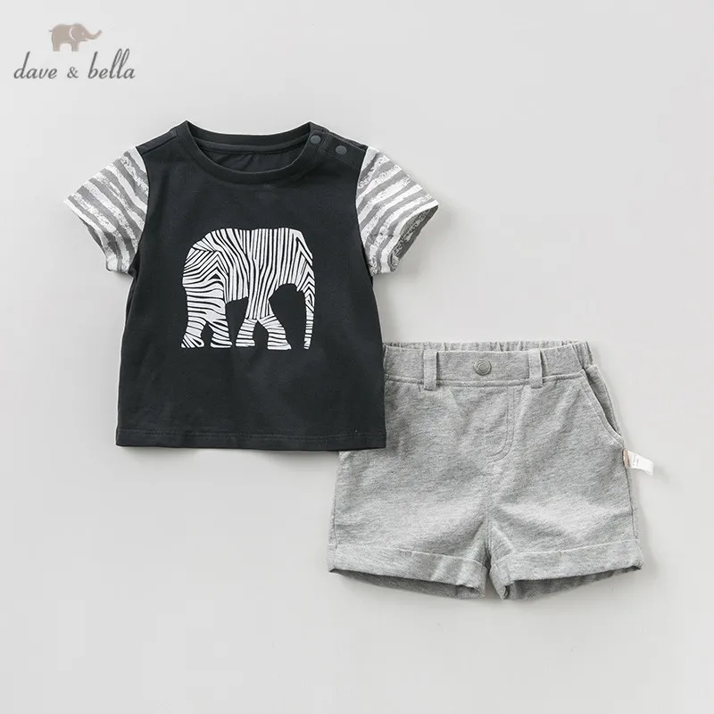 

DBF10409 dave bella summer baby boy fashion clothing sets boys casual short sleeve suits children gray