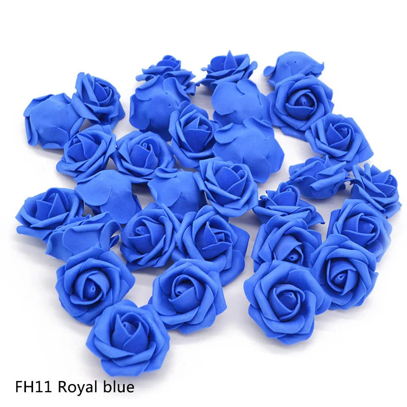 30 шт./лот, разноцветные Искусственные из ПЭ-пены, с розами, DIY, ручной работы, букет для свадебной вечеринки, украшения дома, сделай сам, цветы, ремесло, подарок - Цвет: Royal blue
