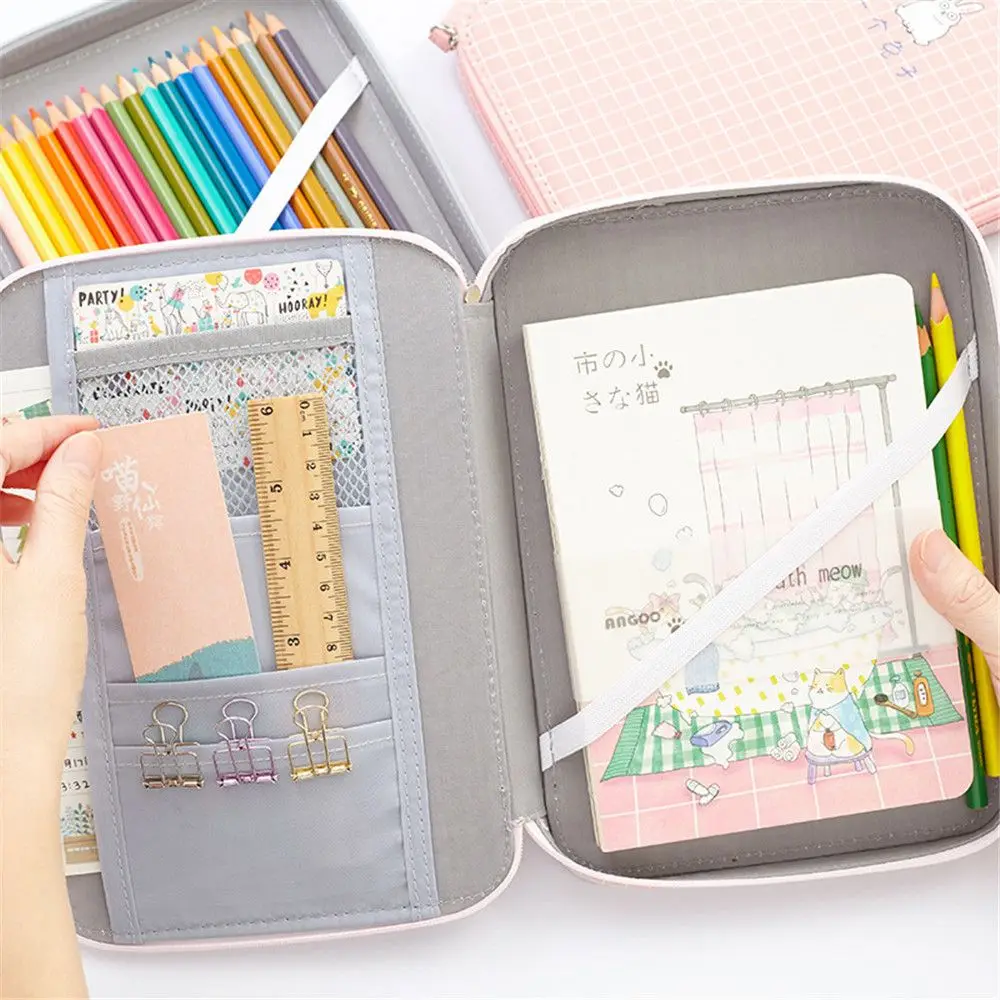 

1pc Pencil Pouch Bag School Storage Bags Stationery Korean Macaron Color Multifunction Large Capacity Pencil Case for Kids Study