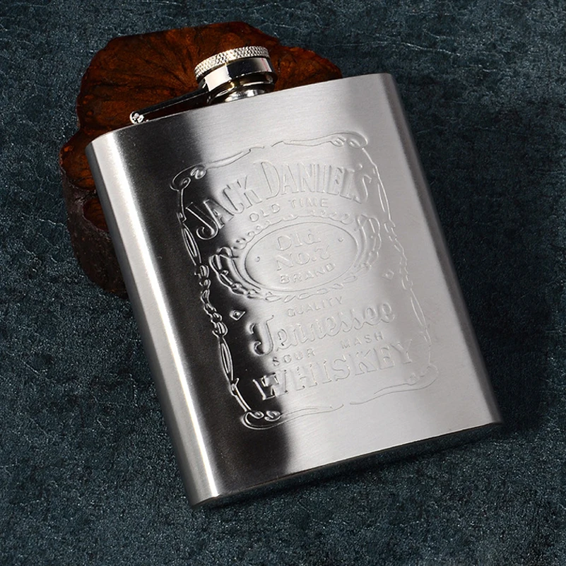 Stainless Steel Flagon 7 Ounces Wine Hip Flask Travel Alcohol Liquor