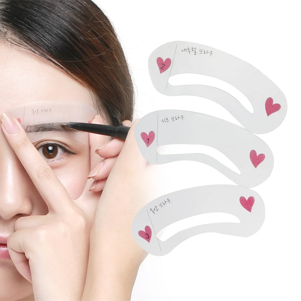 

3 Styles Reusable Eye Brow Stencil Set Template Card Silicone Eye Brow Template Tools Eyebrow Stencils Drawing Shaping Grooming