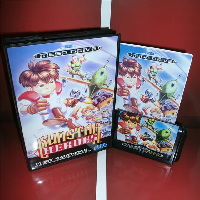 gunstar heroes eu cover with box and manual for sega megadrive