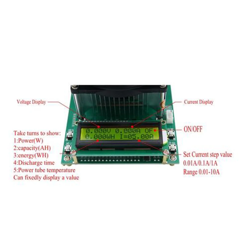 

LCD Electronic Load Module 150W 60V 10A Battery Discharge Capacity Tester 10*14*7cm Electronic Load Module